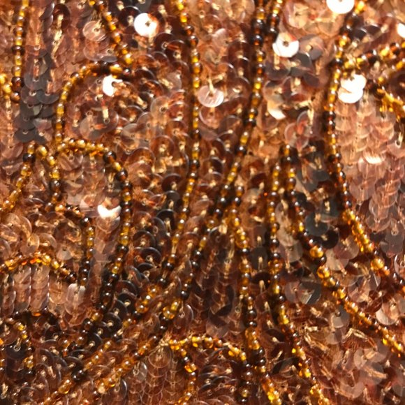 Vintage sequin beaded paisley print short sleeve top Italy crop silk M - Picture 8 of 9